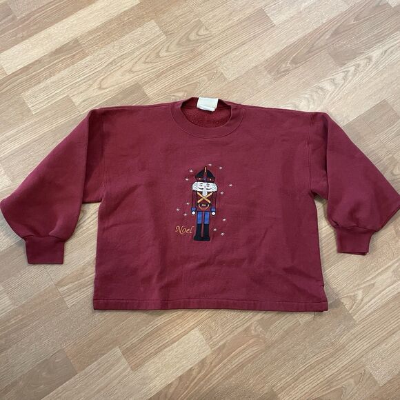 VINTAGE Great American Lakes & Timbers Christmas Sweater Size M Red Nutcracker - Picture 4 of 9